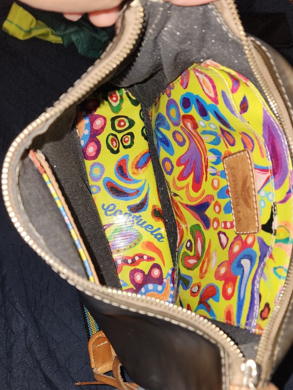 Consuela Leather Crossbody Bag with Multicolor Strap - Picture 4 of 10